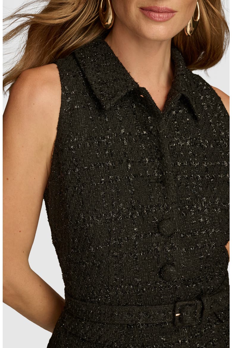 Tweed Top & Midi Skirt Set, Alternate, color, BLACK