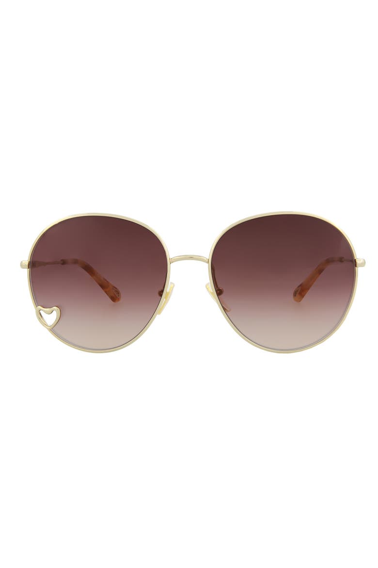 61mm Round Sunglasses, Main, color, GOLD GOLD BROWN