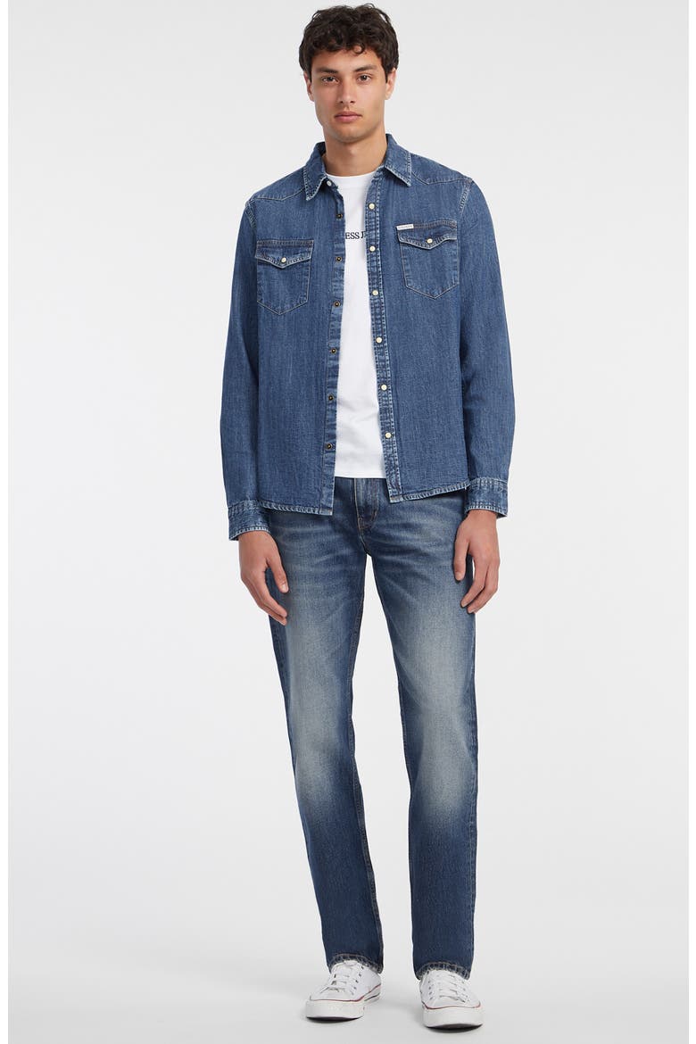 Slim Fit Western Denim Shirt, Alternate, color, DENIM