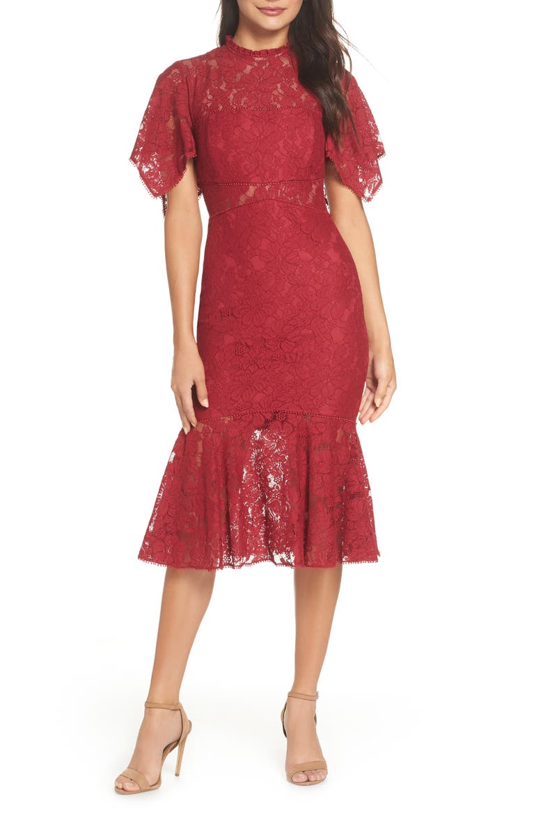 Floral Lace Sheath Dress, Main, color, BERRY DELIGHT