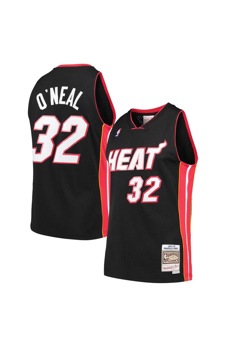 Mitchell & Ness Men's Mitchell & Ness Shaquille O'Neal Black Miami Heat Hardwood Classics Swingman Jersey, Main, color, Black