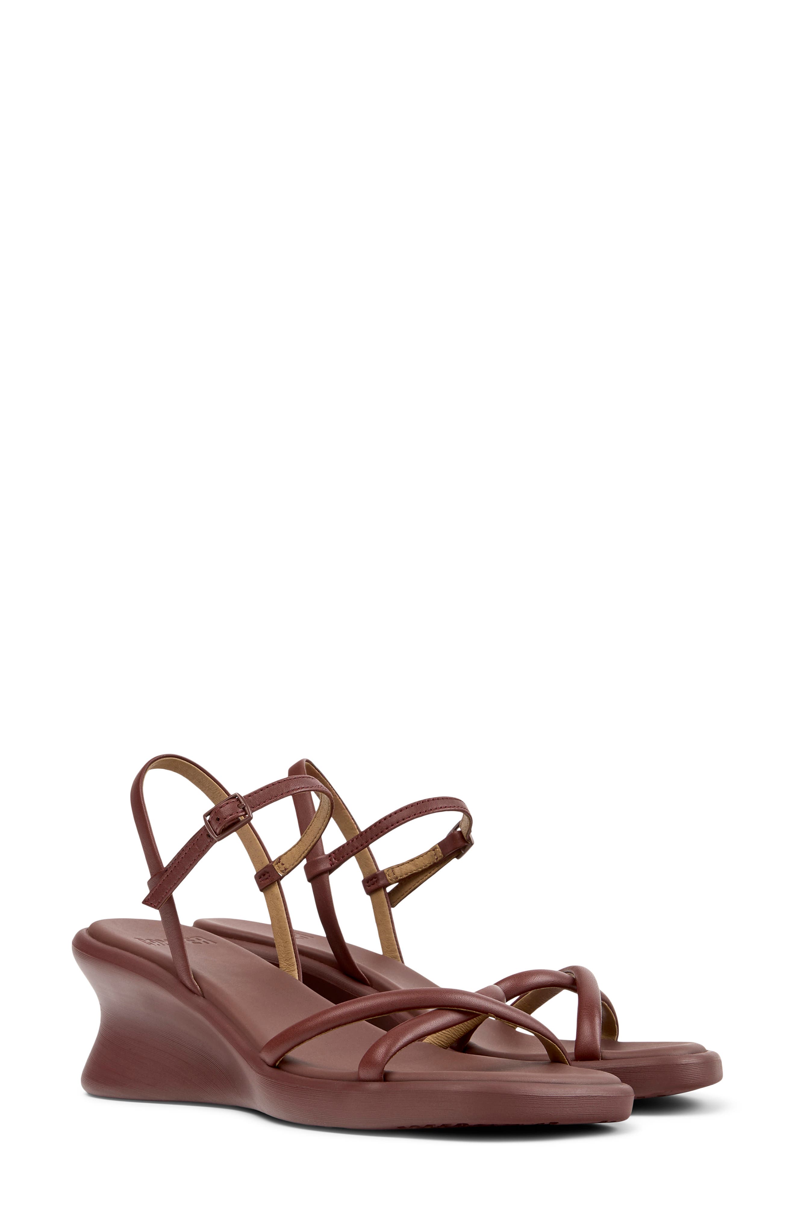 Camper Louise Wedge Sandal, Main, color, Burgundy