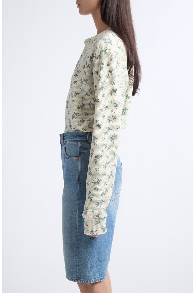 Danbury Floral Waffle Stitch Henley, Alternate, color, IVORY