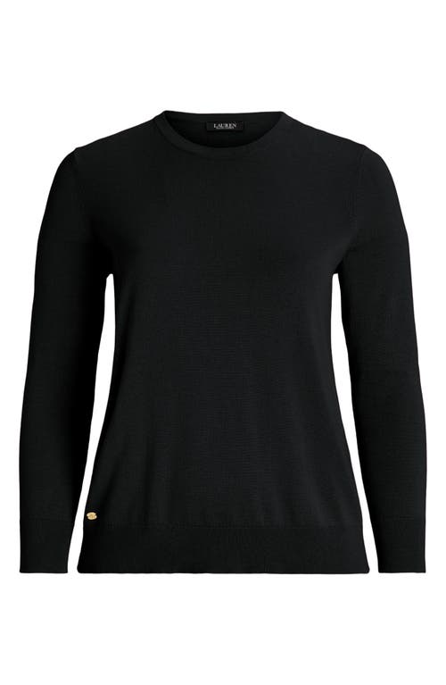 Ralph Lauren Lauren  Crewneck Cotton Blend Sweater In Black