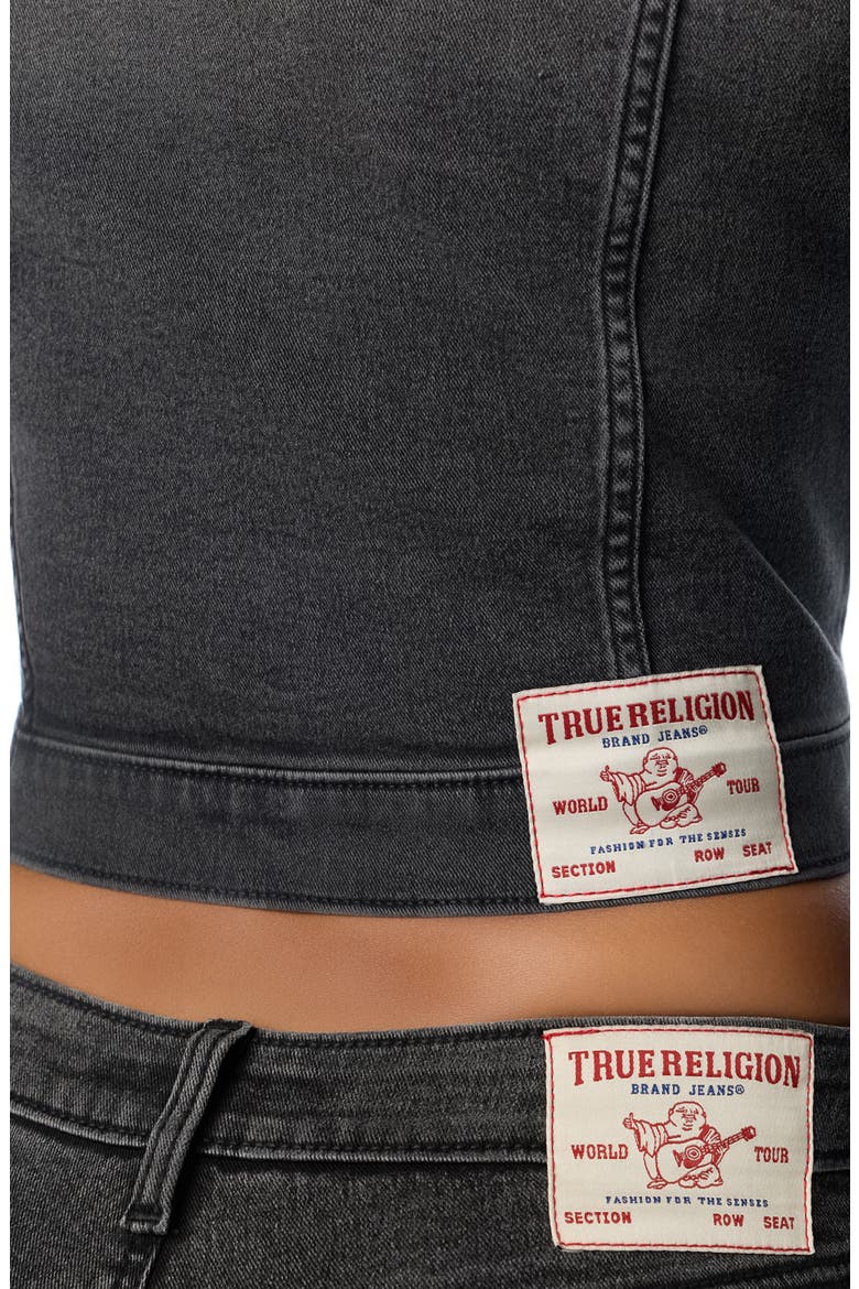 Jesse Studded Cropped Denim Jacket, Alternate, color, SADDLE UP WASH