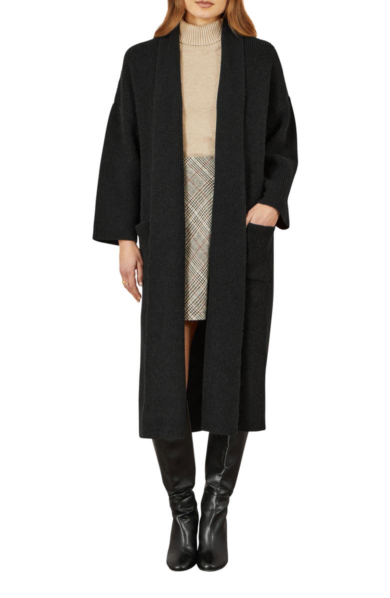 Yumi Knitted Maxi Cardigan, Alternate, color, Black