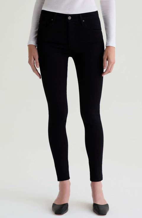Farrah Mid Rise Ankle Skinny Jeans (Super Black) (Nordstrom Exclusive)