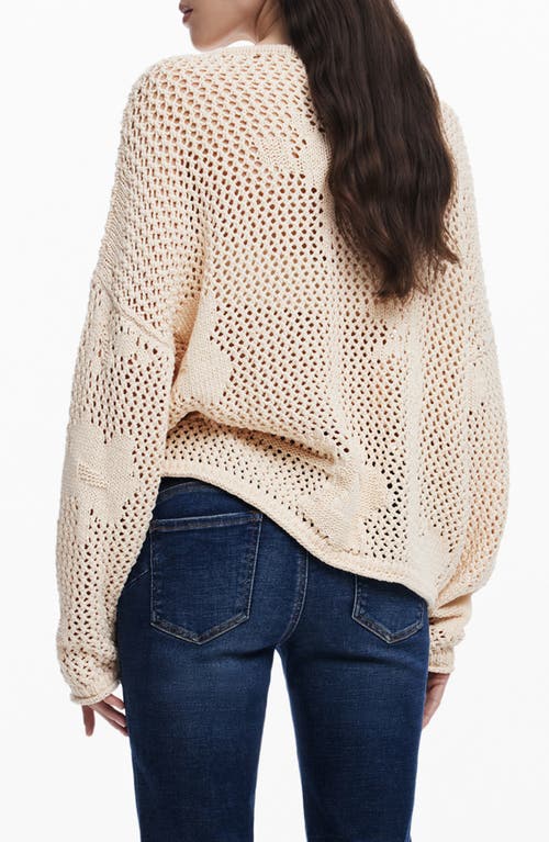 Desigual Open Stitch Sweater In Brown