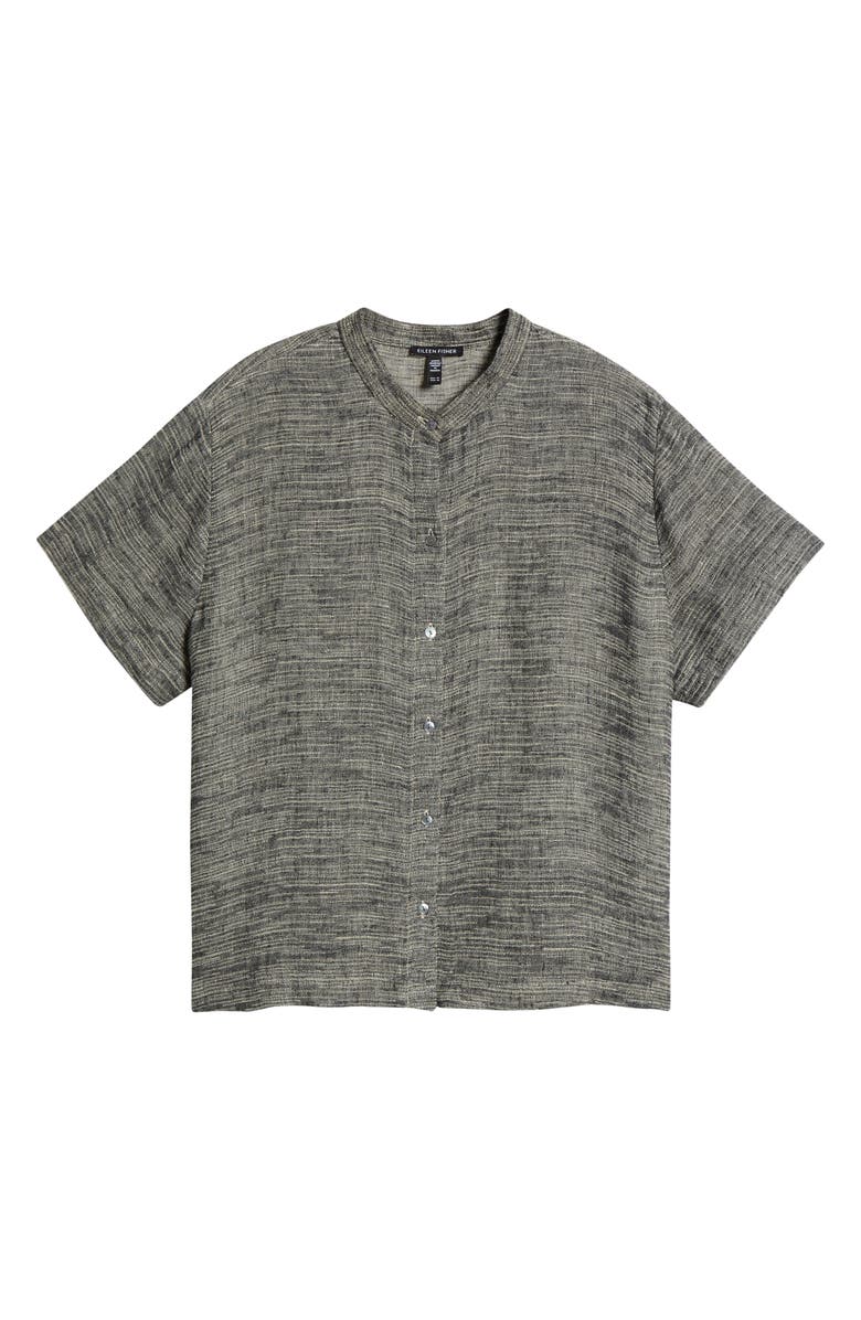 Eileen Fisher Short Sleeve Organic Linen Blend Button-Up Shirt, Alternate, color,