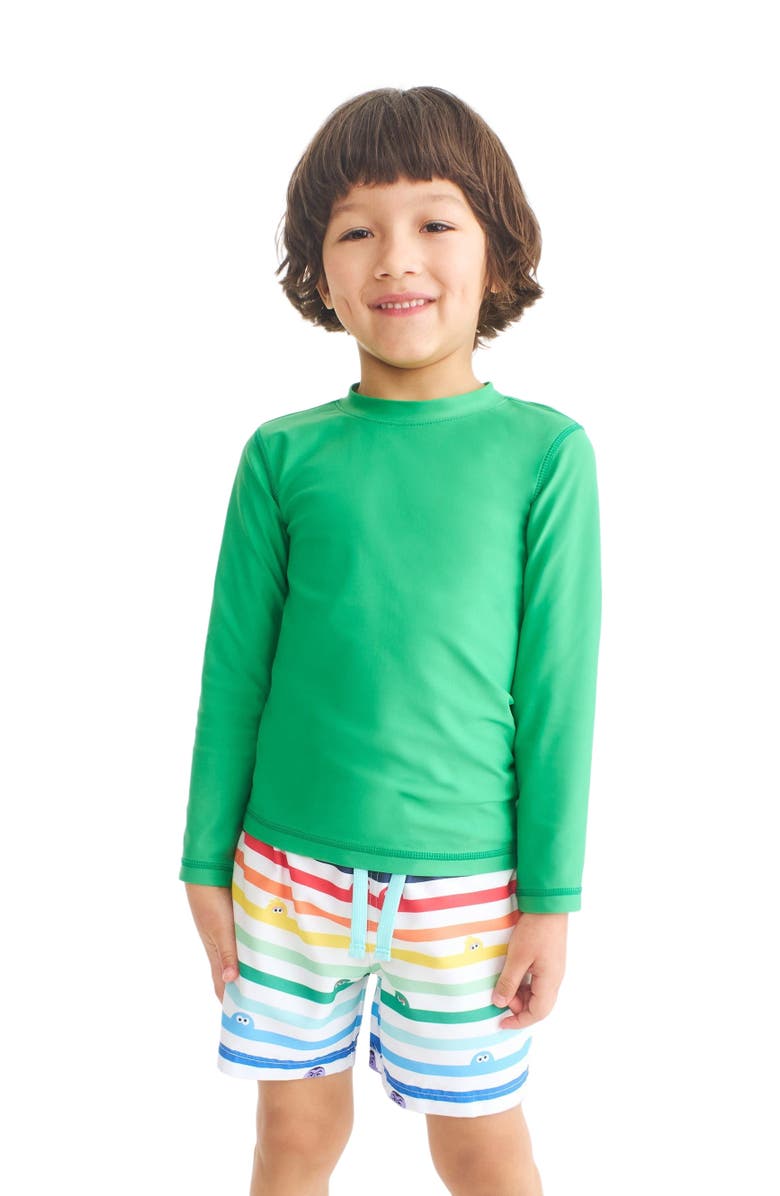 Primary Kids Sesame Street Swim Trunk, Alternate, color, White Sesame Street Stripes