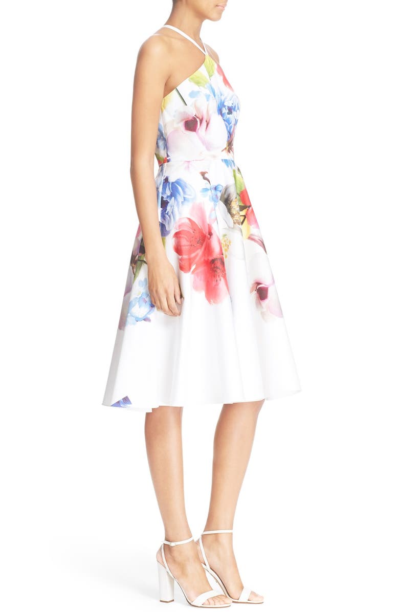 Ted Baker London 'Corpina' Floral Print Fit & Flare Dress, Alternate, color, 