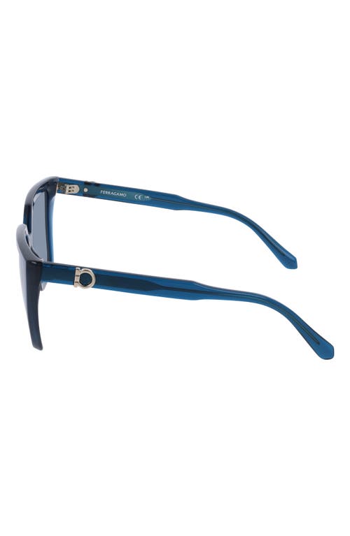 Ferragamo 54mm Modified Rectangular Sunglasses In Transparent Blue