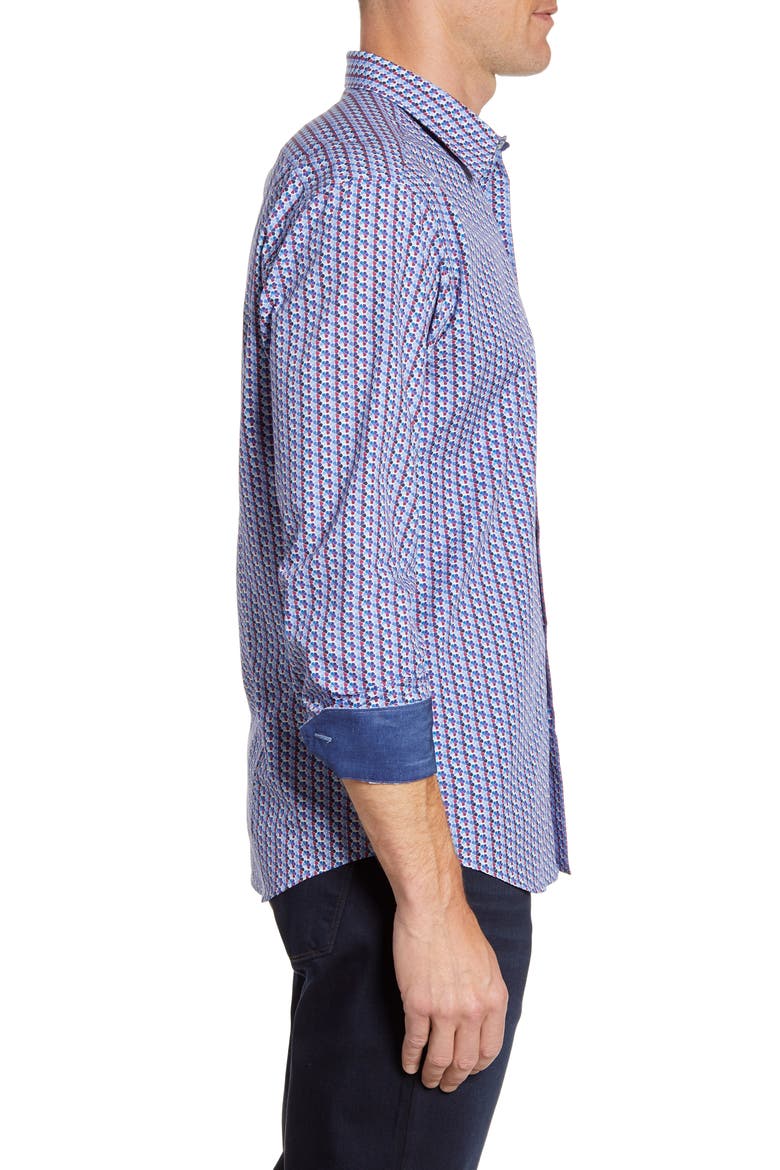 Shaped Fit Button-Up Sport Shirt, Alternate, color, CLASSIC BLUE