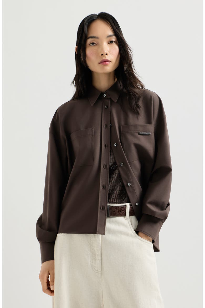 Tropical Luxury Wool shirt, Main, color, Brown