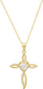 Queen Jewels Cubic Zirconia Heart Swirl Cross Pendant Necklace