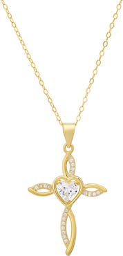 Queen Jewels Cubic Zirconia Heart Swirl Cross Pendant Necklace