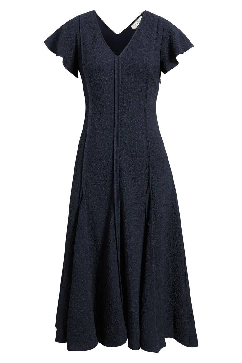 Flutter Sleeve Jacquard Cocktail Dress, Alternate, color, NAVY
