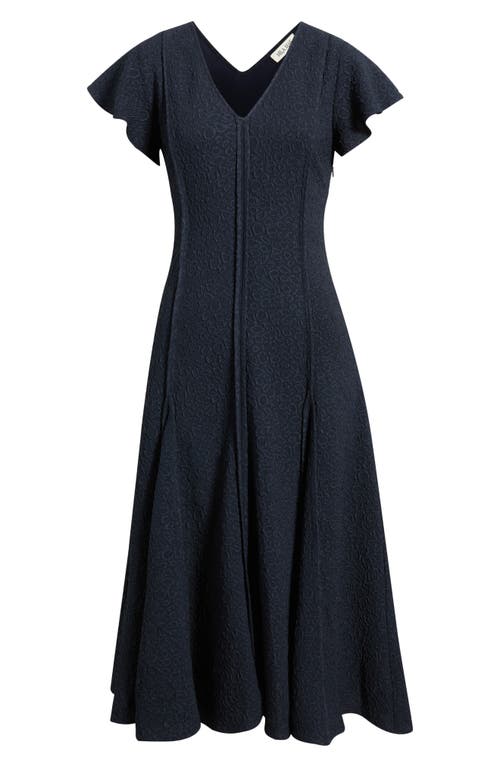 Mila Mae Flutter Sleeve Jacquard Cocktail Dress In Blue