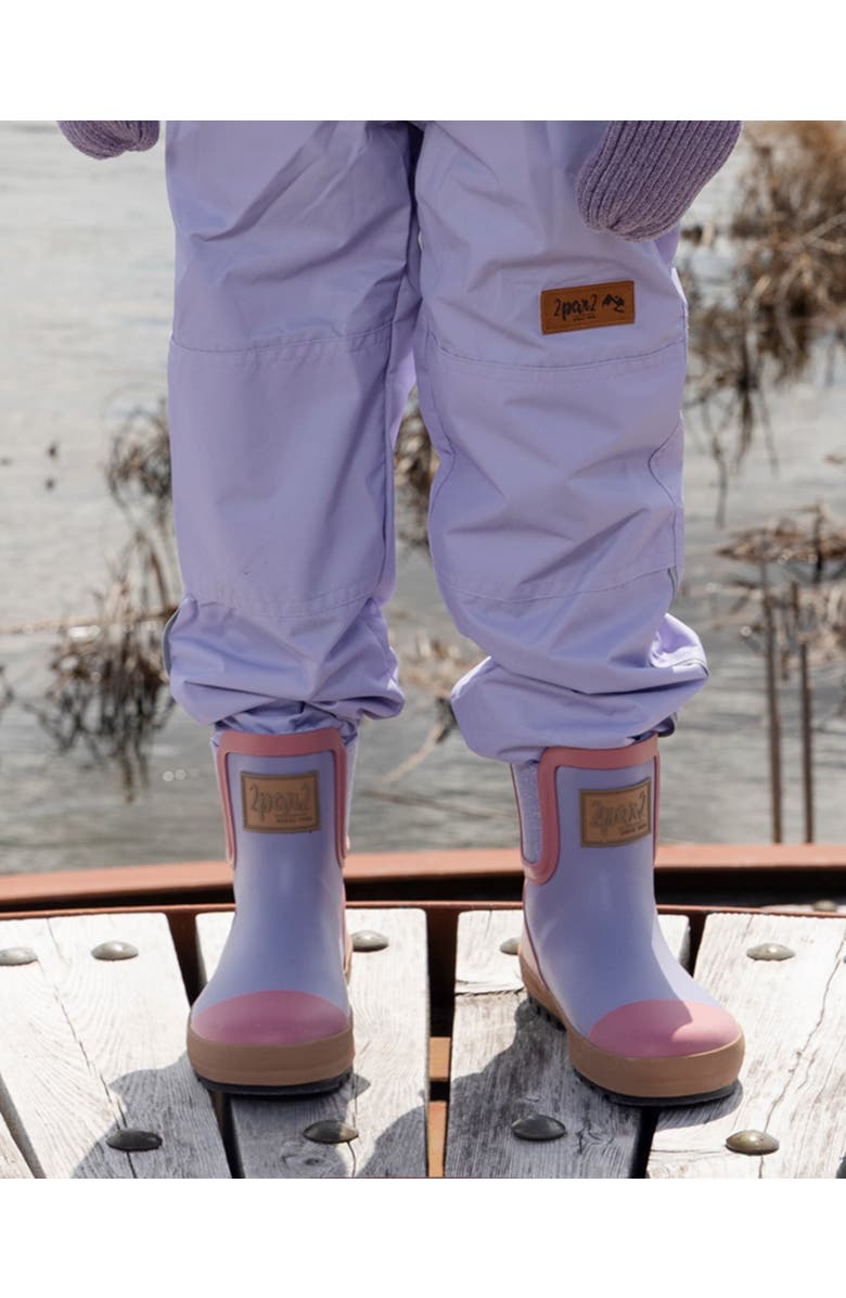 Deux par Deux Girl Short Rain Boots in Natural Rubber, Alternate, color, Lavender