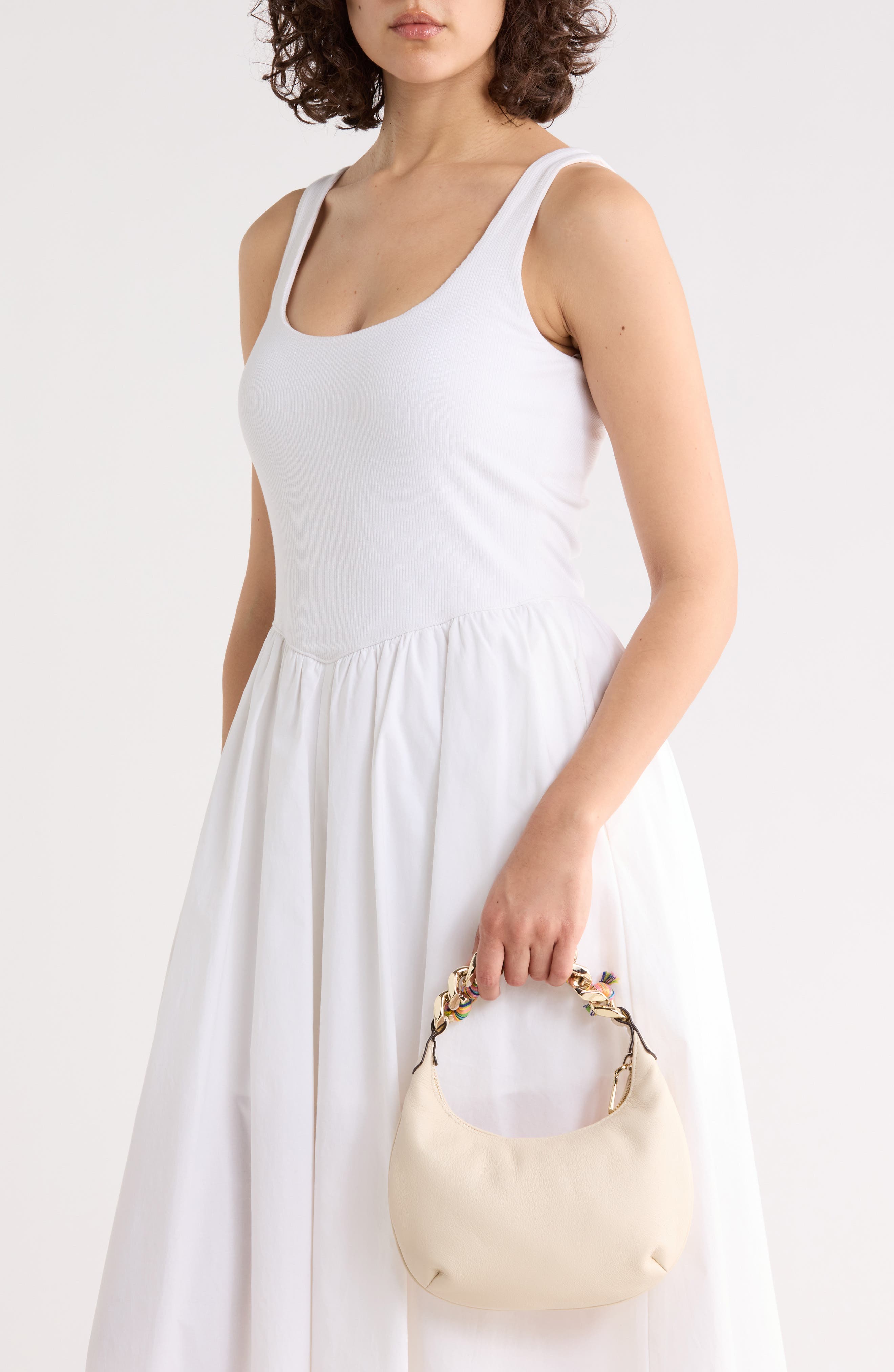 Escape Chain Leather Handbag, Alternate, color, CHALK