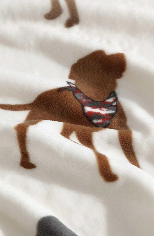 Eddie Bauer Dogs With Scarves Fleece Blanket In Grey