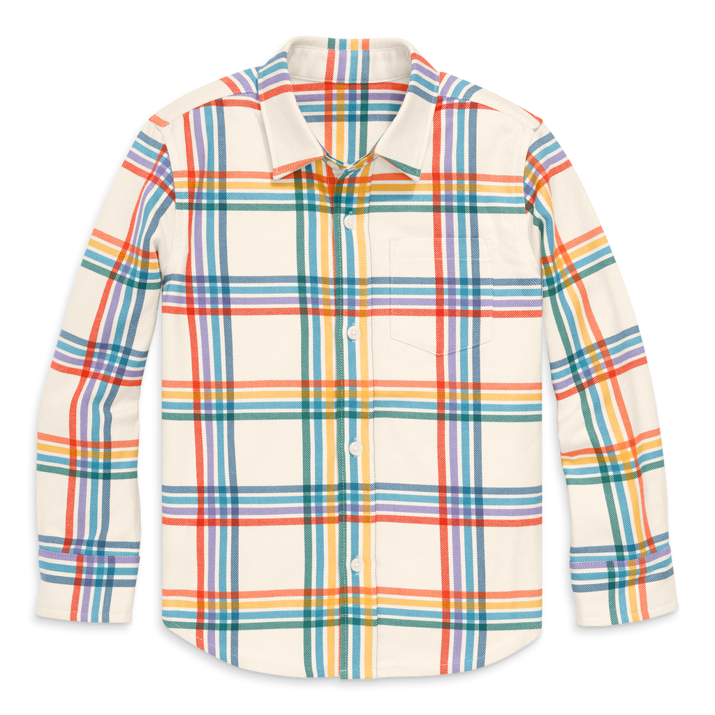Primary Kids Long Sleeve Rainbow Flannel Button Down In Multi