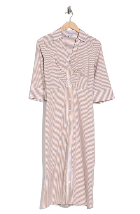 Haydon Striped Twist Front Cotton Midi Dress