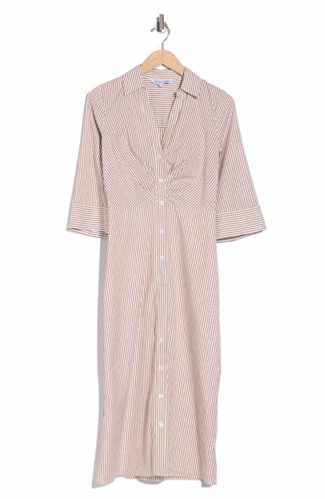 Haydon Striped Twist Front Cotton Midi Dress