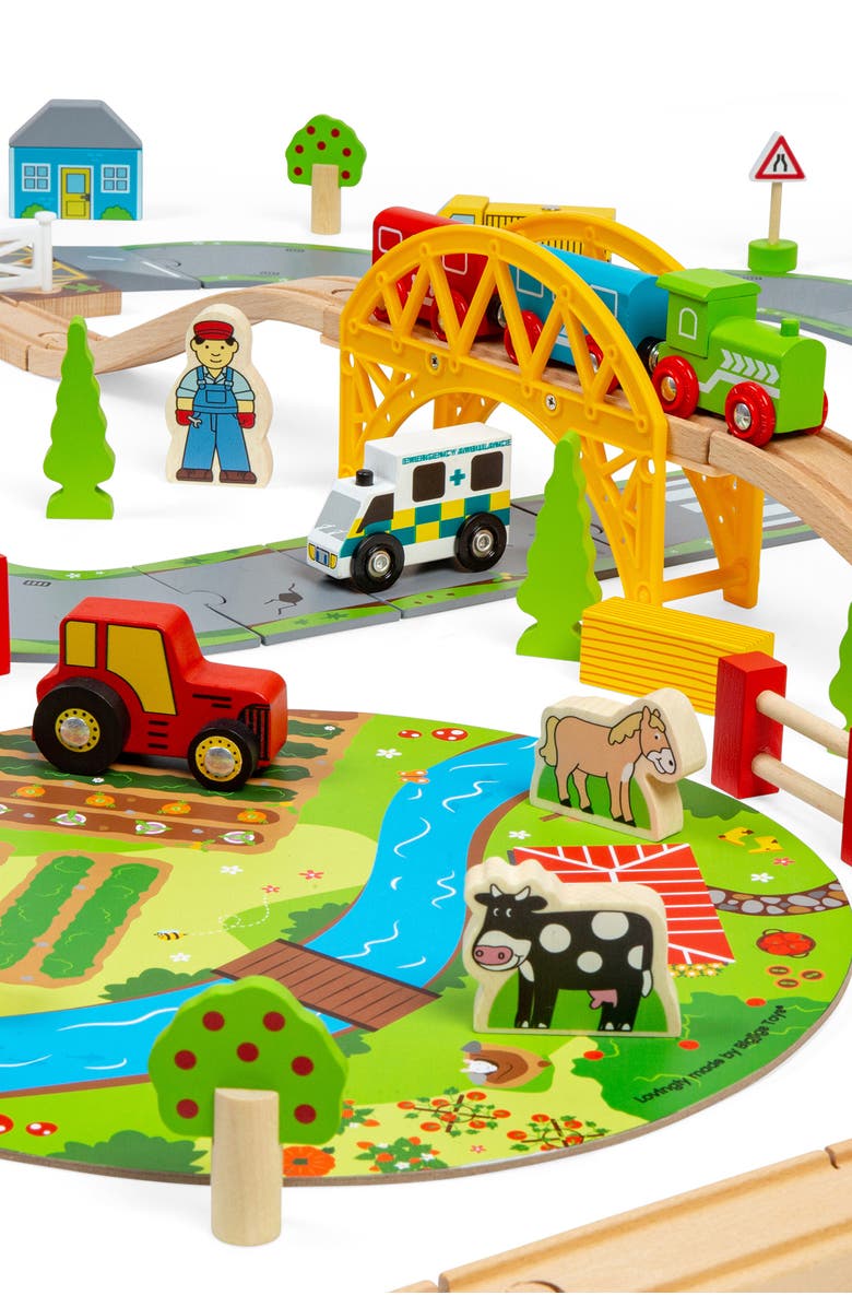 Bigjigs Rail Road & Rail Train Set, Alternate, color, Brown