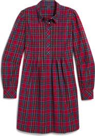 vineyard vines Plaid Long Sleeve Stretch Cotton Popover Dress
