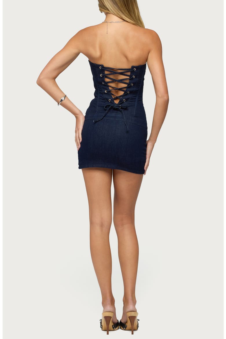 Olga Strapless Stretchy Mini Dress, Alternate, color, DARK-BLUE