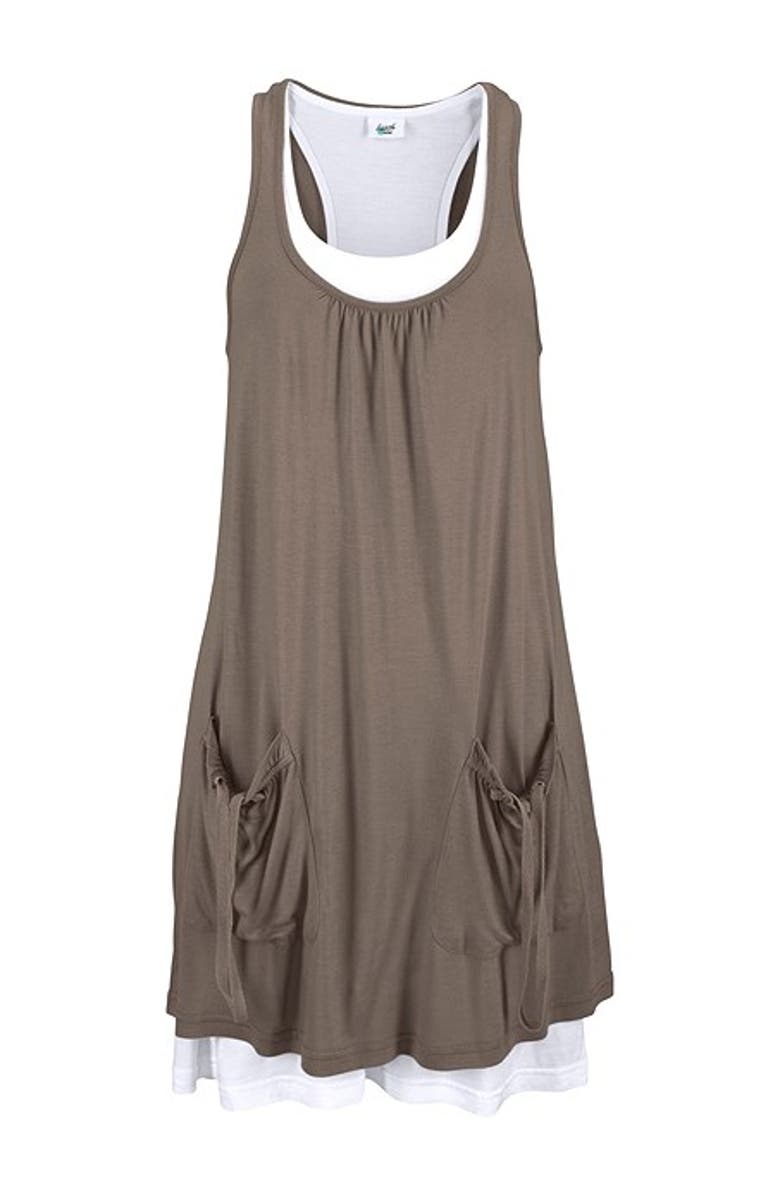 LASCANA Women's Layered Look Dress, Alternate, color, Khaki