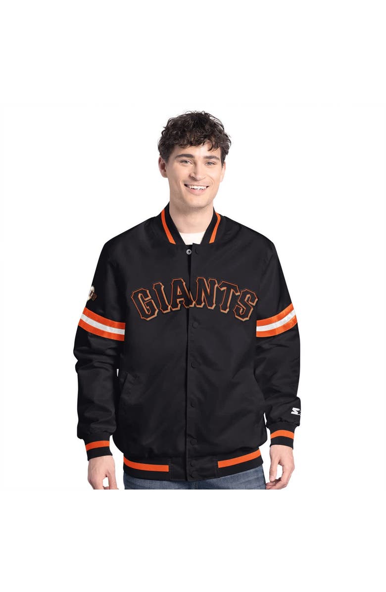 STARTER Men's Starter  Black San Francisco Giants Scout Full-Snap Varsity Jacket, Alternate, color, Black
