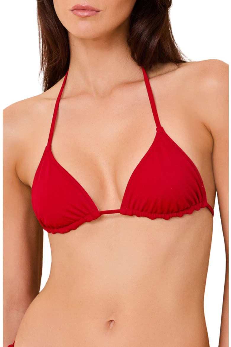 The Iris Reversible Halter Triangle Bikini Top, Main, color, CRANBERRY FROSTED PINK