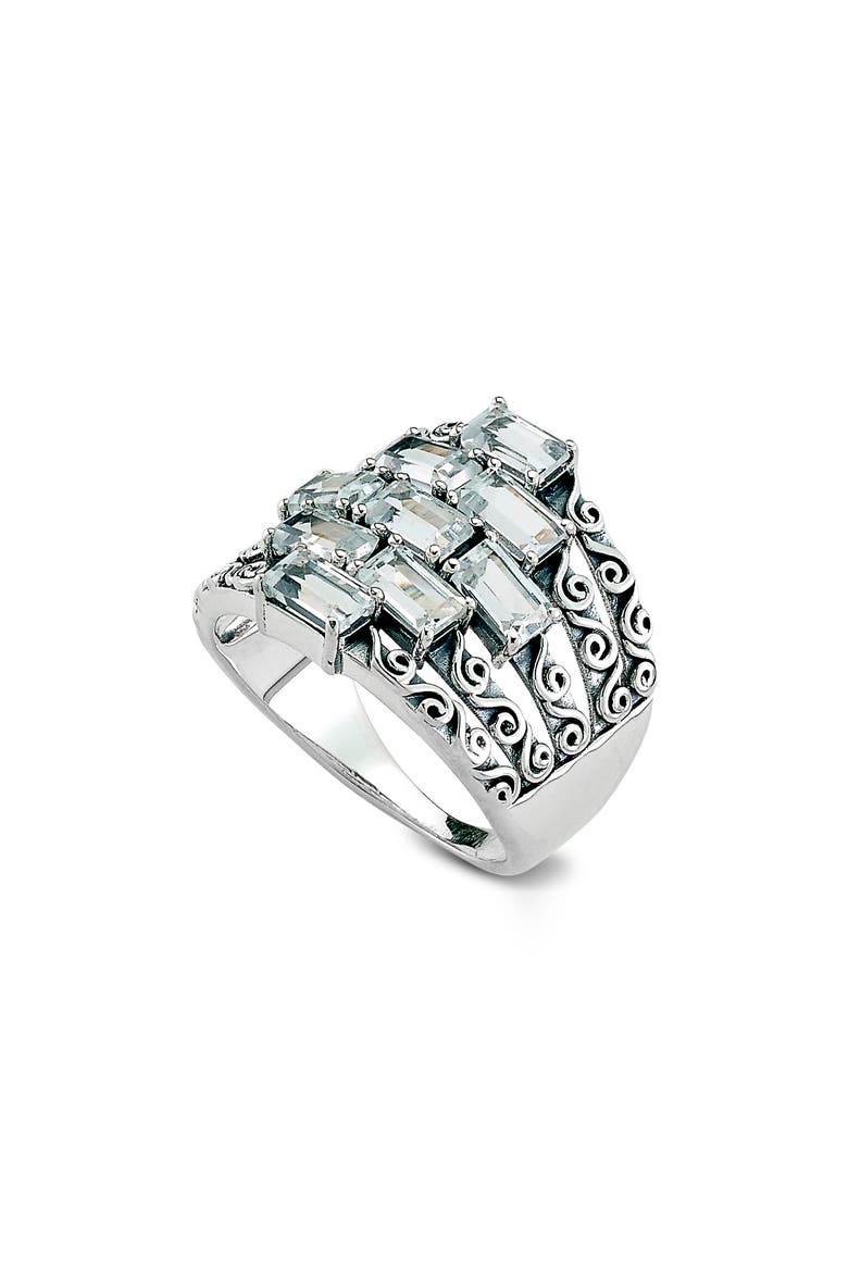 Sterling Silver Baguette White Topaz Ring, Main, color, WHITE