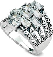SAMUEL B. Sterling Silver Baguette White Topaz Ring