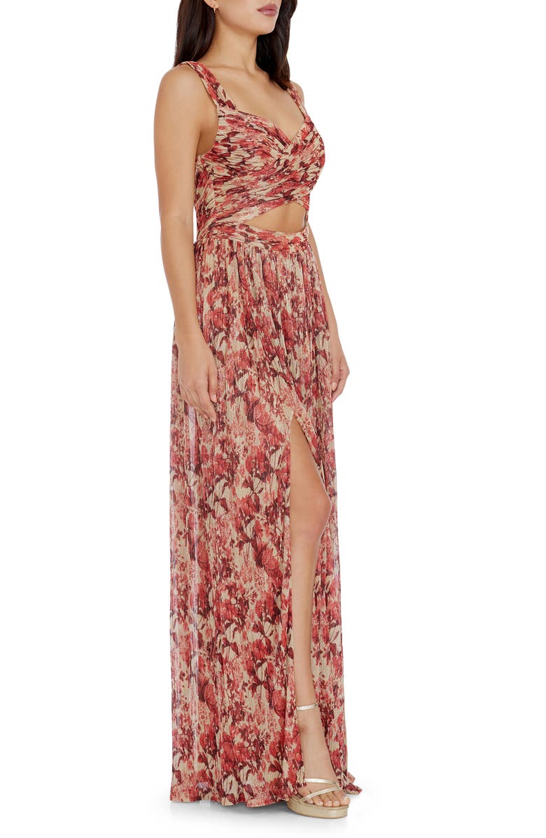 Dress the Population Mirabella Cutout Evening Gown, Alternate, color, Rouge Multi