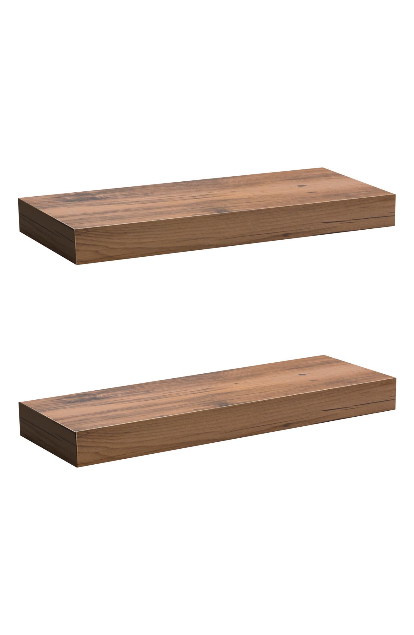 SORBUS Mahogany 2 Tier Wooden Wall Mounted Floating Shelf