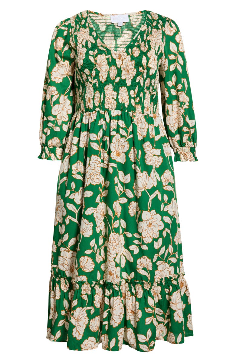 SUGARLIPS Lucena Smocked Tiered Poplin Maxi Dress, Alternate, color, Green-Multi