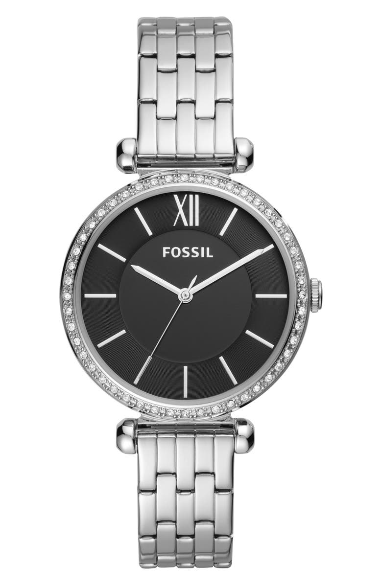 Fossil Tillie Three Hand Quartz CZ Bezel Bracelet Watch, 36mm, Main, color, Silver