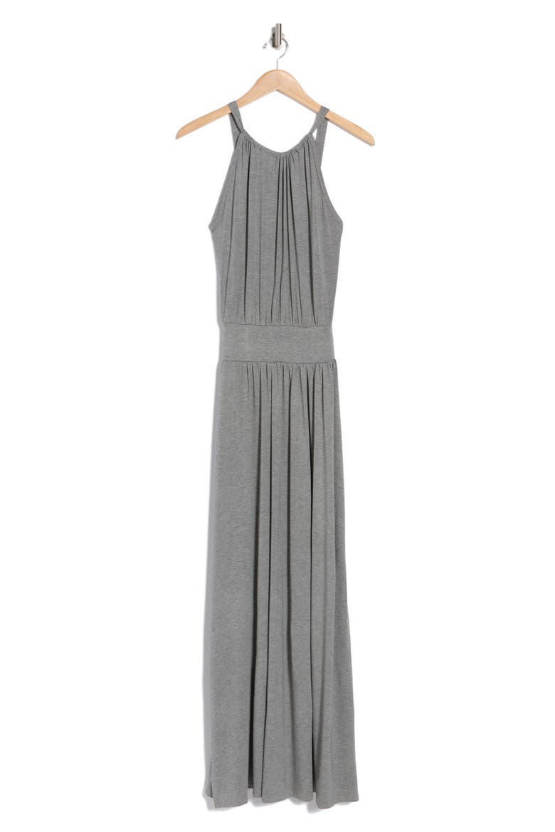 Halter Maxi Dress, Alternate, color, WARM HEATHER GREY