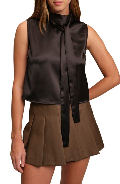 Corey Sleeveless Satin Tie Neck Top