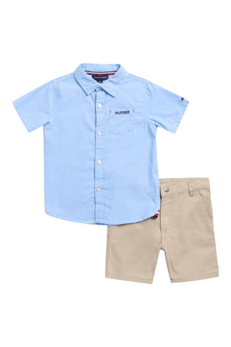 Short Sleeve Button-Up Shirt & Shorts Set, Main, color, LIGHT BLUE ASSORTED