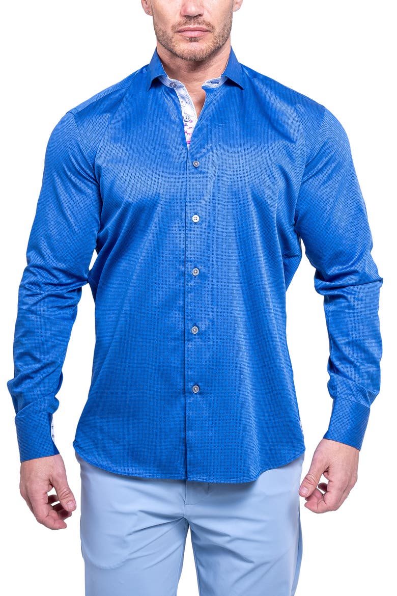 Einstein Resistance0102 Blue Button-Up Shirt, Main, color, BLUE