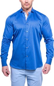 Maceoo Einstein Resistance0102 Blue Button-Up Shirt