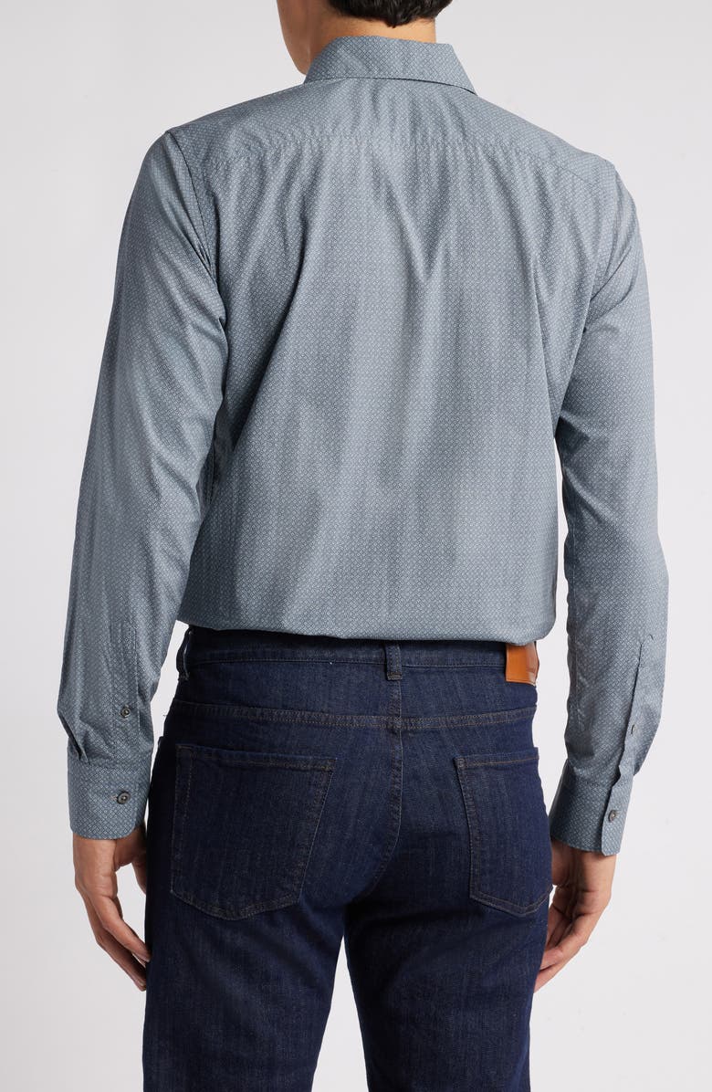 Canali Regular Fit Geometric Print Dress Shirt, Alternate, color, Grey Blue