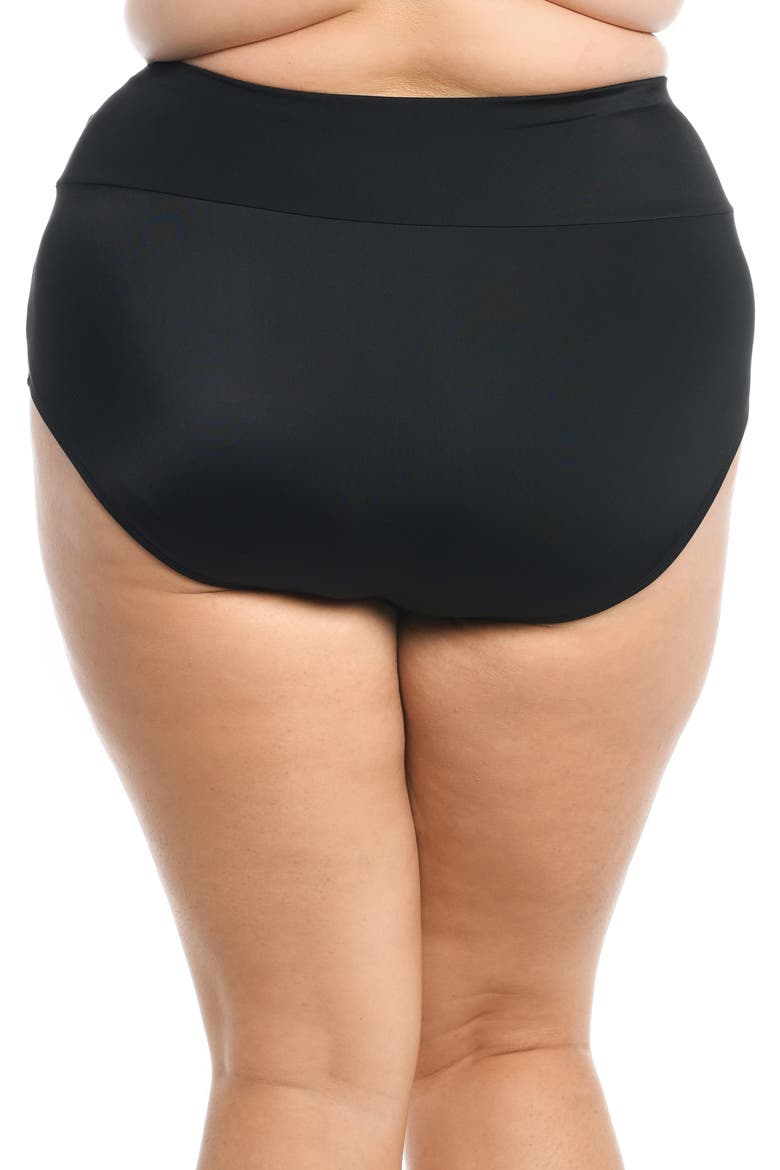 Full Coverage Mid Waist Swim Bottoms, Alternate, color, BLACK