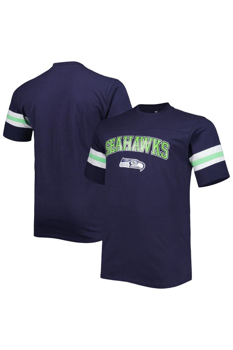 Men's College Navy Seattle Seahawks Big & Tall Arm Stripe T-Shirt, Main, color, Navy