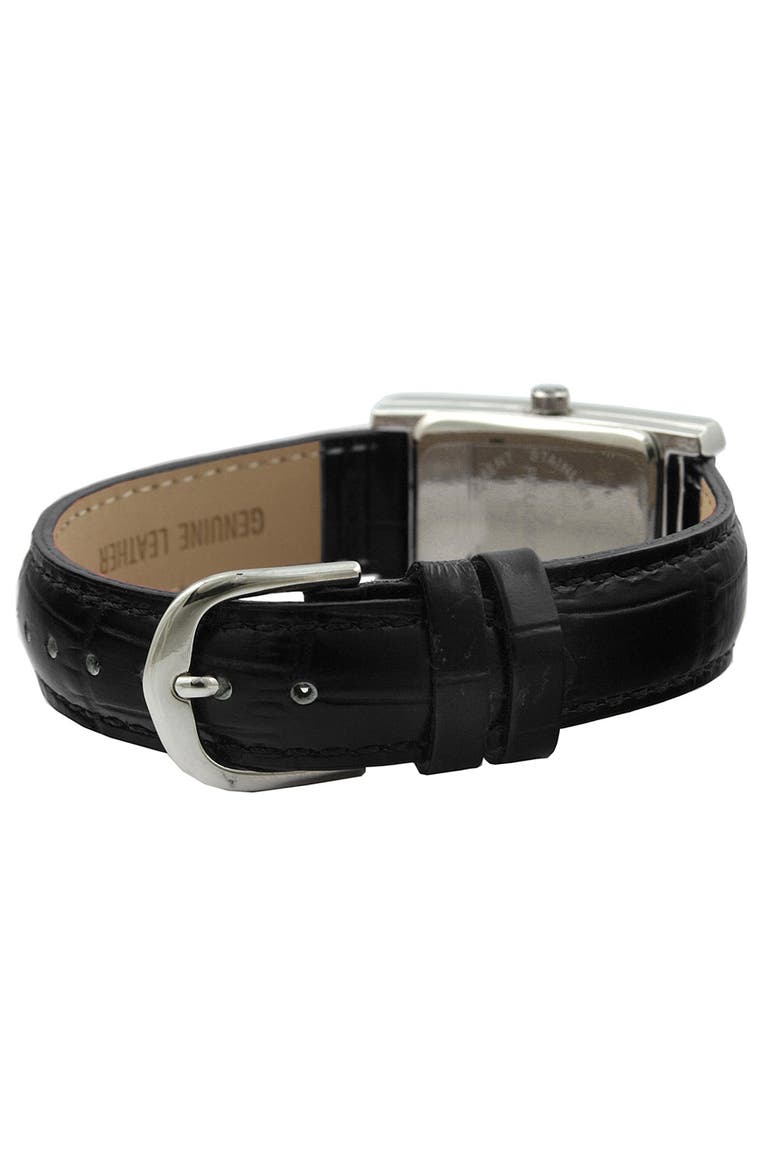 Classic Rectangular Contour Leather Watch- 34x20MM, Alternate, color, Black