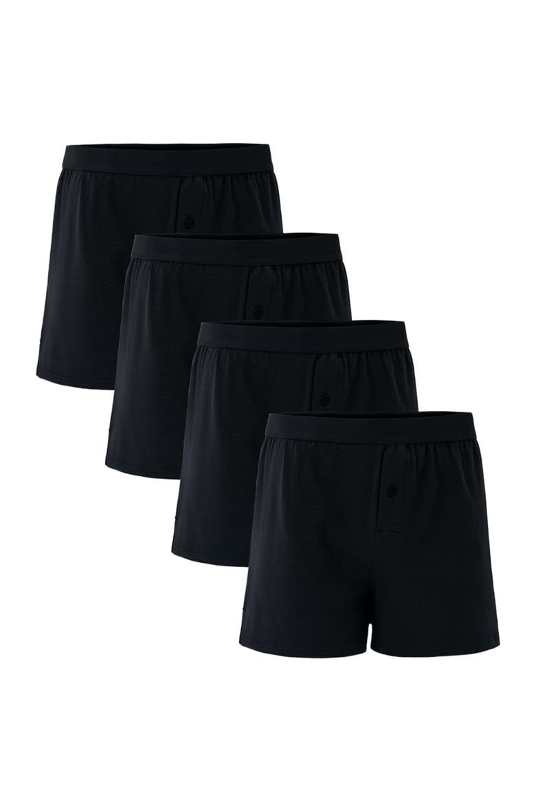 Organic Cotton Everyday Knit Boxer 4-Pack, Main, color, Black